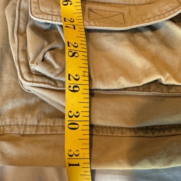 Vintage Tan Canvas Utility Jacket Denim Collar Utility Pockets Tool Straps Large - Picture 13 of 14